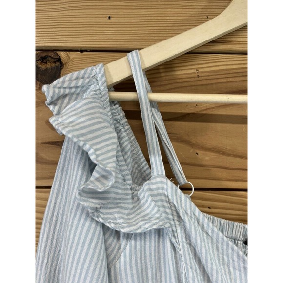 Torrid Dress 1X Light Blue White Stripe Off Shoulder Ruffle Sleeve Festival B84 - Picture 3 of 16